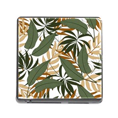 Botanical Seamless Tropical Pattern With Bright Green Yellow Plants Leaves Memory Card Reader (square 5 Slot) by Wegoenart