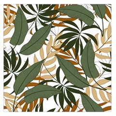 Botanical Seamless Tropical Pattern With Bright Green Yellow Plants Leaves Large Satin Scarf (square) by Wegoenart