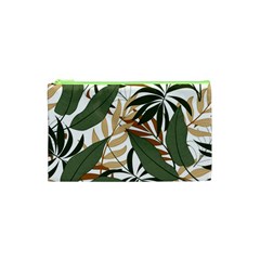 Botanical Seamless Tropical Pattern With Bright Green Yellow Plants Leaves Cosmetic Bag (xs) by Wegoenart