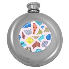 Pattern With Pieces Paper Round Hip Flask (5 Oz) by Wegoenart