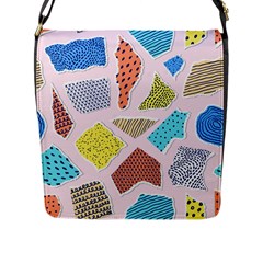 Pattern With Pieces Paper Flap Closure Messenger Bag (l) by Wegoenart