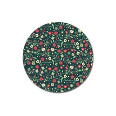 Flowering Branches Seamless Pattern Magnet 3  (round) by Wegoenart