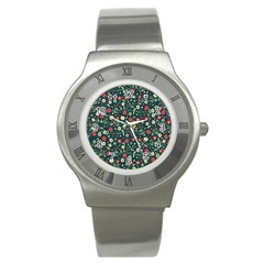 Flowering Branches Seamless Pattern Stainless Steel Watch by Wegoenart