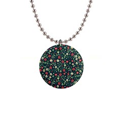 Flowering Branches Seamless Pattern 1  Button Necklace by Wegoenart