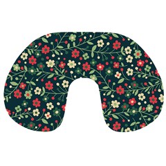 Flowering Branches Seamless Pattern Travel Neck Pillow by Wegoenart