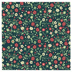 Flowering Branches Seamless Pattern Wooden Puzzle Square by Wegoenart