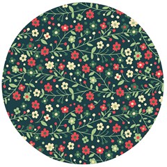 Flowering Branches Seamless Pattern Wooden Bottle Opener (round) by Wegoenart