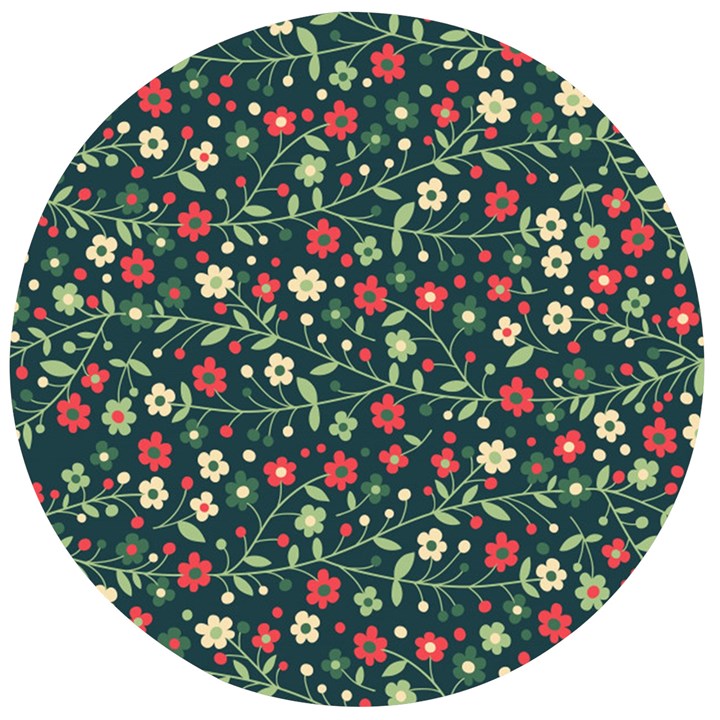 Flowering Branches Seamless Pattern Wooden Bottle Opener (Round)