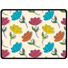 Pattern With Paper Tulips Fleece Blanket (large)  by Wegoenart