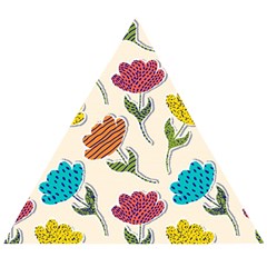 Pattern With Paper Tulips Wooden Puzzle Triangle by Wegoenart