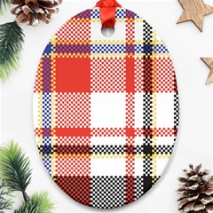 Plaid Mosaic Pixel Seamless Pattern Ornament (oval) by Wegoenart