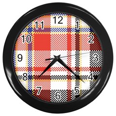 Plaid Mosaic Pixel Seamless Pattern Wall Clock (black) by Wegoenart