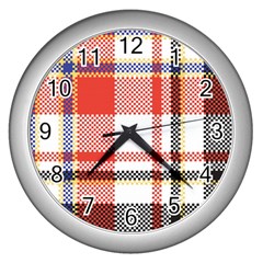 Plaid Mosaic Pixel Seamless Pattern Wall Clock (silver) by Wegoenart