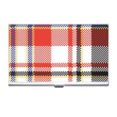 Plaid Mosaic Pixel Seamless Pattern Business Card Holder by Wegoenart