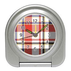 Plaid Mosaic Pixel Seamless Pattern Travel Alarm Clock by Wegoenart