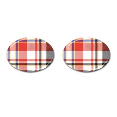 Plaid Mosaic Pixel Seamless Pattern Cufflinks (oval) by Wegoenart