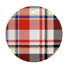 Plaid Mosaic Pixel Seamless Pattern Round Ornament (two Sides) by Wegoenart