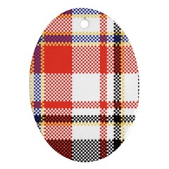 Plaid Mosaic Pixel Seamless Pattern Oval Ornament (two Sides)