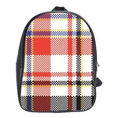 Plaid Mosaic Pixel Seamless Pattern School Bag (large) by Wegoenart