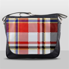 Plaid Mosaic Pixel Seamless Pattern Messenger Bag by Wegoenart