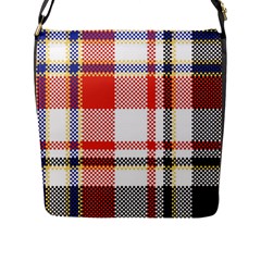 Plaid Mosaic Pixel Seamless Pattern Flap Closure Messenger Bag (l) by Wegoenart