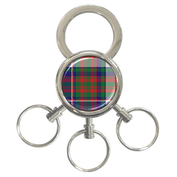 British Tartan Check Plaid Seamless Pattern 3-Ring Key Chain