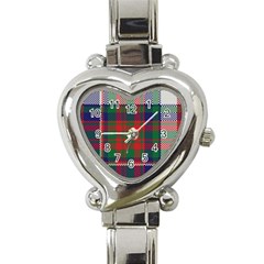 British Tartan Check Plaid Seamless Pattern Heart Italian Charm Watch by Wegoenart