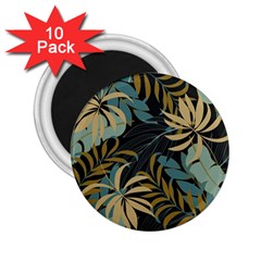 Fashionable Seamless Tropical Pattern With Bright Red Blue Plants Leaves 2 25  Magnets (10 Pack)  by Wegoenart