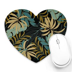 Fashionable Seamless Tropical Pattern With Bright Red Blue Plants Leaves Heart Mousepads