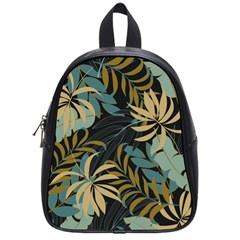 Fashionable Seamless Tropical Pattern With Bright Red Blue Plants Leaves School Bag (small) by Wegoenart