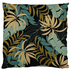 Fashionable Seamless Tropical Pattern With Bright Red Blue Plants Leaves Large Cushion Case (one Side) by Wegoenart