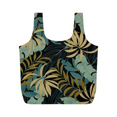 Fashionable Seamless Tropical Pattern With Bright Red Blue Plants Leaves Full Print Recycle Bag (m) by Wegoenart