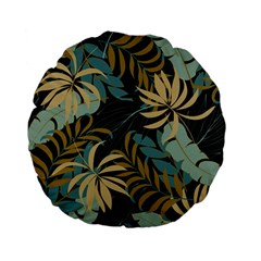 Fashionable Seamless Tropical Pattern With Bright Red Blue Plants Leaves Standard 15  Premium Flano Round Cushions by Wegoenart