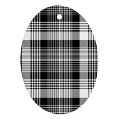 Black White Plaid Checked Seamless Pattern Ornament (Oval)