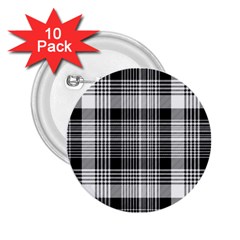 Black White Plaid Checked Seamless Pattern 2.25  Buttons (10 pack) 