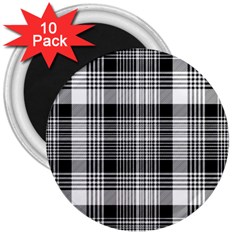 Black White Plaid Checked Seamless Pattern 3  Magnets (10 pack) 