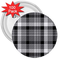 Black White Plaid Checked Seamless Pattern 3  Buttons (100 pack) 