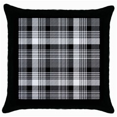 Black White Plaid Checked Seamless Pattern Throw Pillow Case (Black)