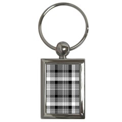 Black White Plaid Checked Seamless Pattern Key Chain (Rectangle)