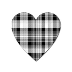 Black White Plaid Checked Seamless Pattern Heart Magnet