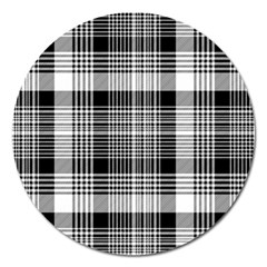 Black White Plaid Checked Seamless Pattern Magnet 5  (Round)