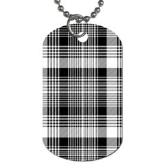 Black White Plaid Checked Seamless Pattern Dog Tag (One Side)