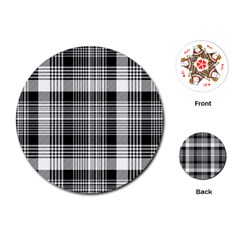 Black White Plaid Checked Seamless Pattern Playing Cards Single Design (Round)