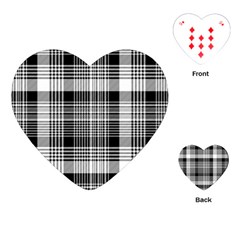 Black White Plaid Checked Seamless Pattern Playing Cards Single Design (Heart)