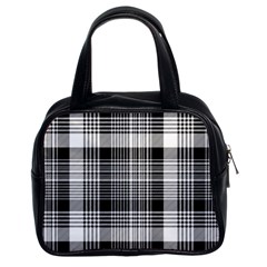 Black White Plaid Checked Seamless Pattern Classic Handbag (Two Sides)