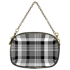 Black White Plaid Checked Seamless Pattern Chain Purse (One Side)