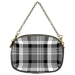 Black White Plaid Checked Seamless Pattern Chain Purse (Two Sides)