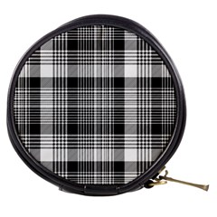 Black White Plaid Checked Seamless Pattern Mini Makeup Bag by Wegoenart