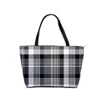 Black White Plaid Checked Seamless Pattern Classic Shoulder Handbag Front