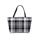 Black White Plaid Checked Seamless Pattern Classic Shoulder Handbag Back